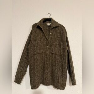 Vintage Eddie Bauer Oversized Knit 1/2 Button Down Wool  Sweater Women’s Medium